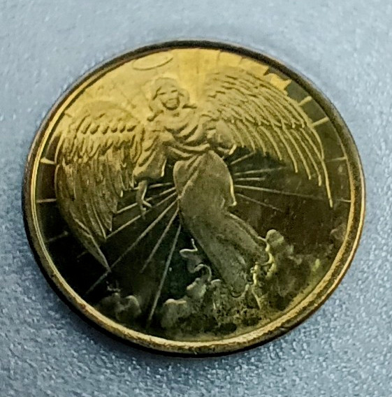Gold Plated Christian Angel Medal/Token Coin with Halo & Wings, Front/Back
