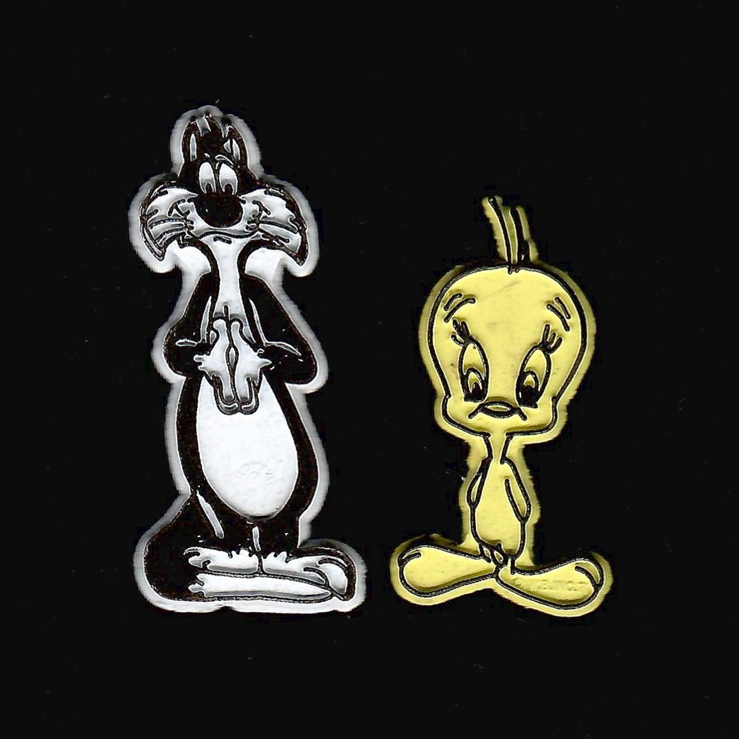 Sylvester and Tweety Bird Lot Looney Tunes Vtg Rubber Fridge Magnet Cartoon \'70s
