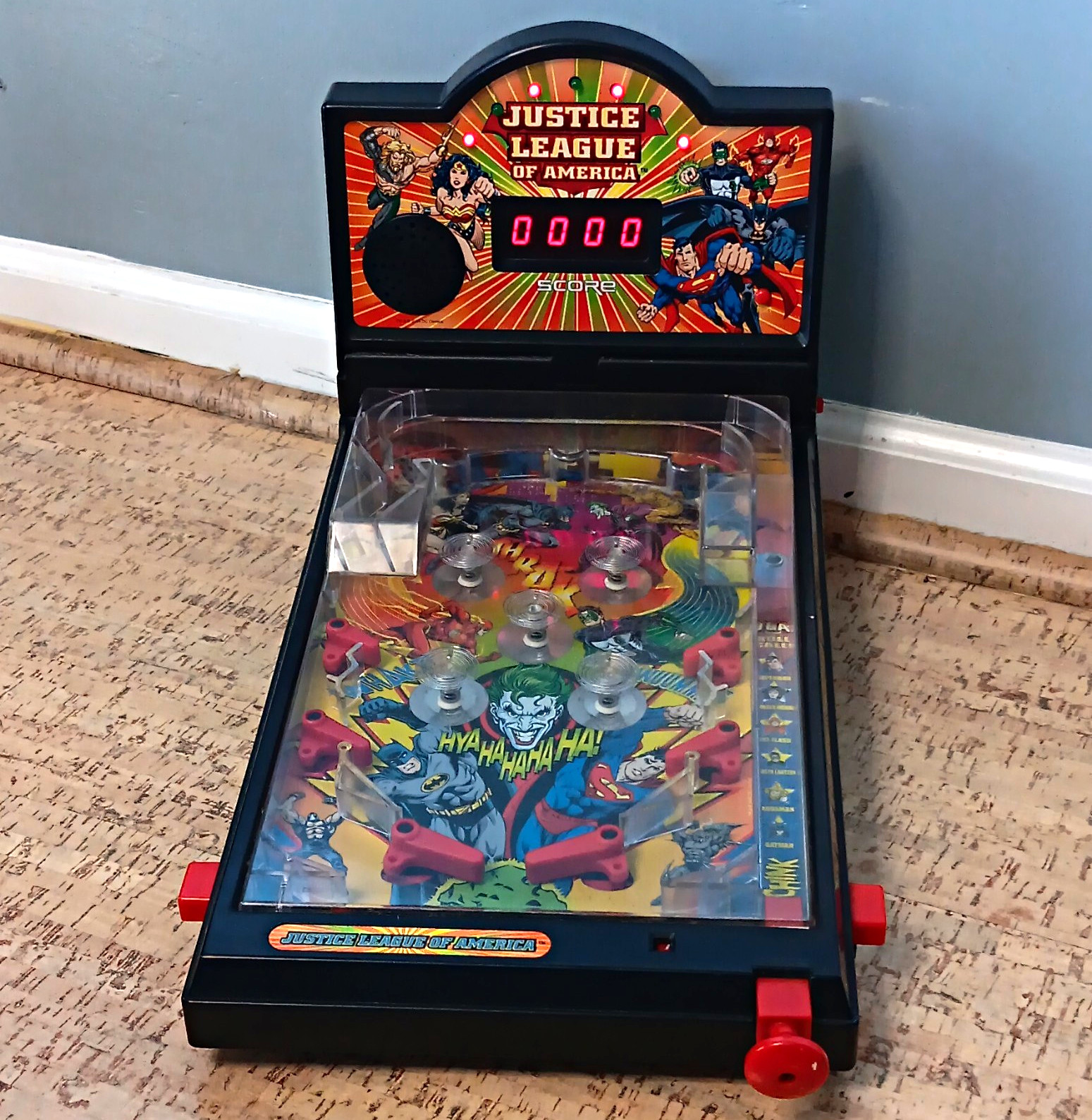 Justice League of America Tabletop Pinball, Score Display, Missing Battery COVER