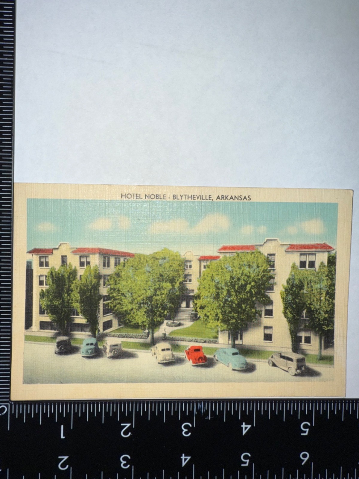 Hotel Noble Blytheville, Arkansas c1940s Linen Postcard Collectible Unused