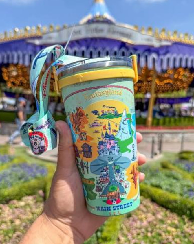 Disneyland 70th Anniversary Mint Green Fantasyland Tumbler with Strap