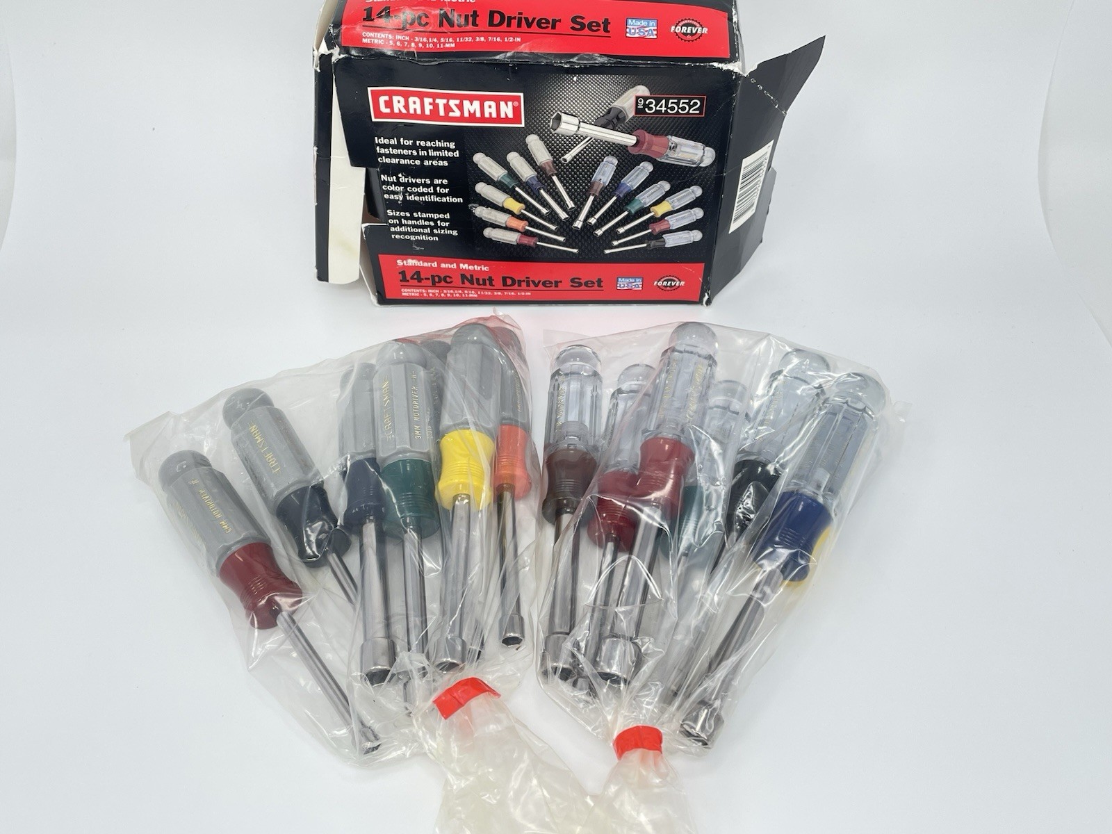 Craftsman USA FOREVER METRIC & SAE 14pc Nutdriver Set 34552 Rare SEARS Unused