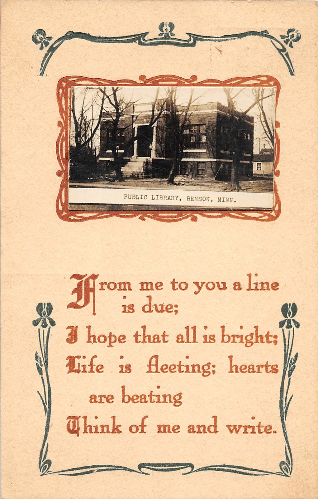 G49/ Benson Minnesota RPPC Postcard c1910 Public Library 3