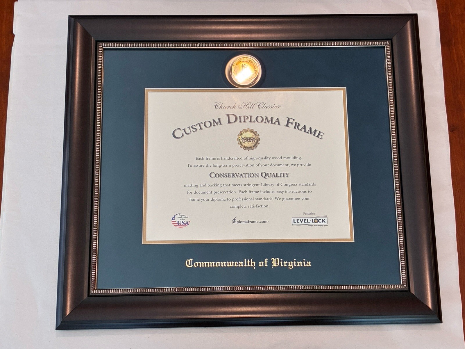 Commonwealth of Virginia - Diploma / Certificate Frame - Church Hill Classics