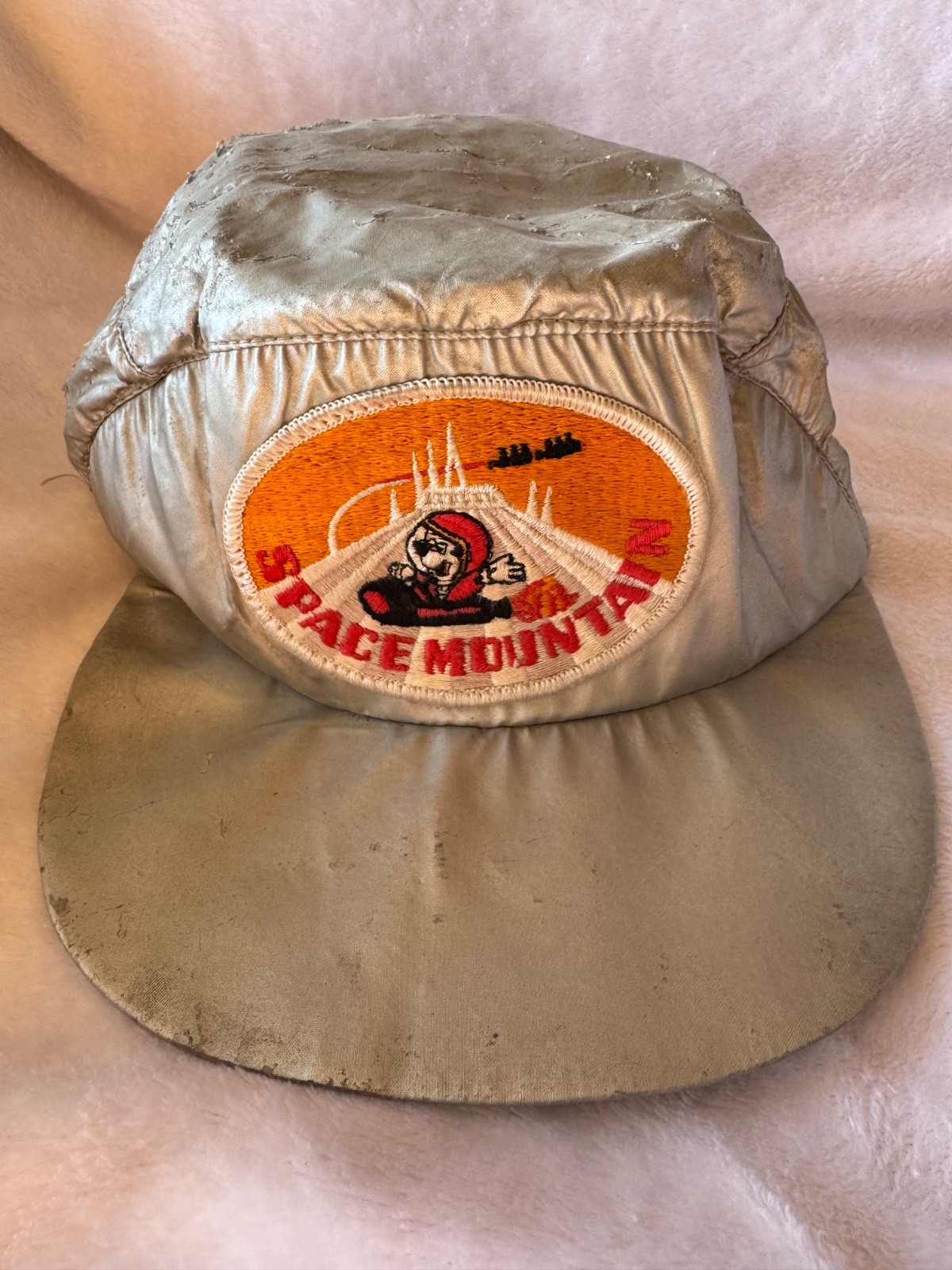 1970s Disney Space Mountain Promotional Hat Silver Nylon Rare Classic Vintage