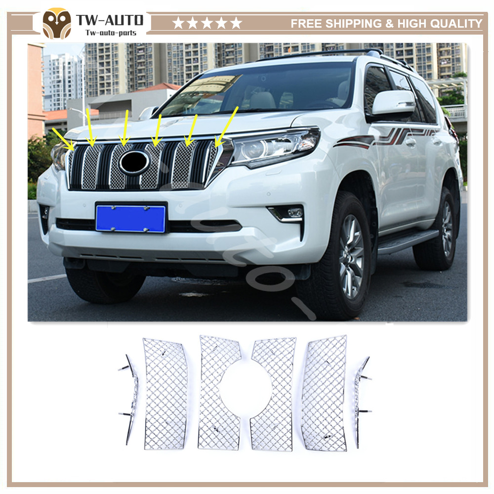 Front Mesh Grille Grill Cover Trim Fits for Land Cruiser Prado FJ150 2018-2021