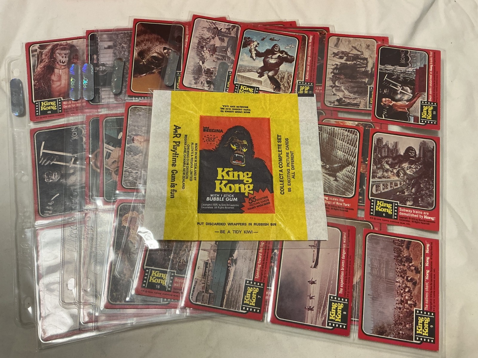 1976 ULTRA RARE Allens & Regina King Kong wrapper + 51/55 card set WOW