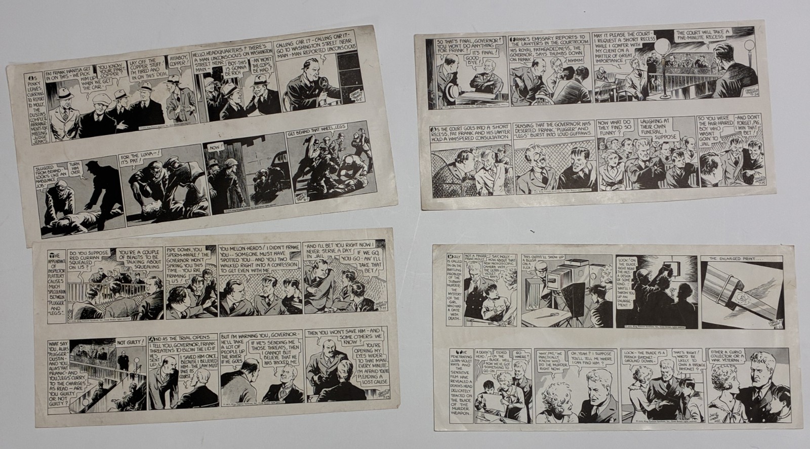 4 Sergeant Pat Of Radio Patrol Original Newspaper Comic Strip proofs RARE