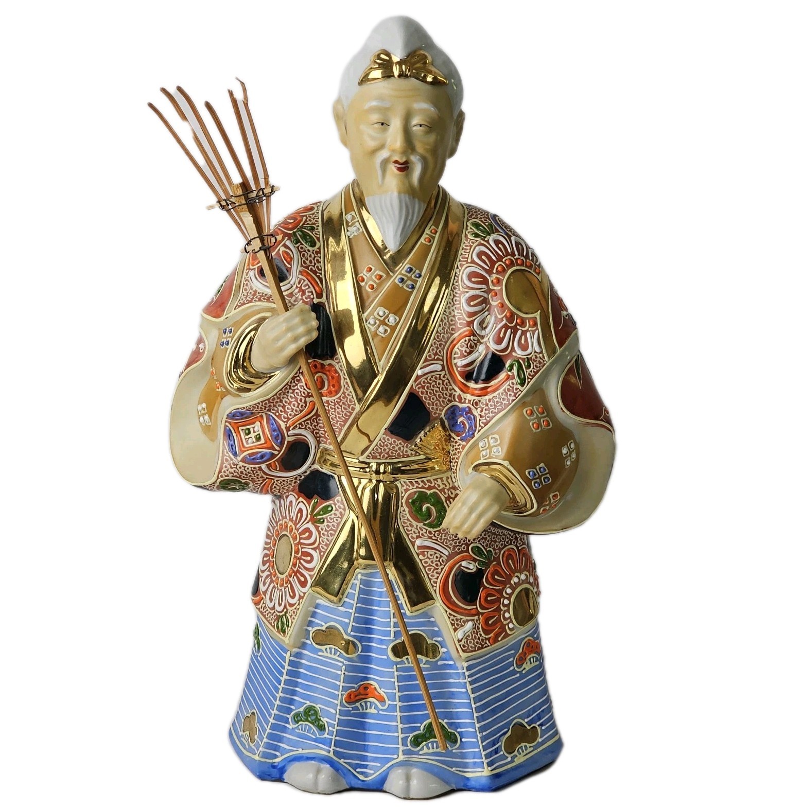 Kutani Ware Kikusen Kiln Japanese Hand Painted Figurine Vintage Moriage