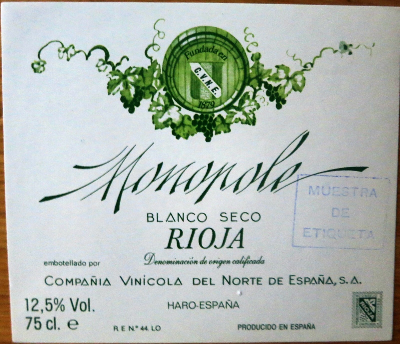 Labels Wines SPAIN MONOPOLIES Rioja Blanco Compañia V del Norte de España
