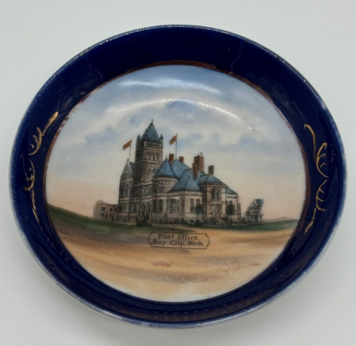Antique Bay City MI Michigan Post Office Trinket Dish Made in Germany