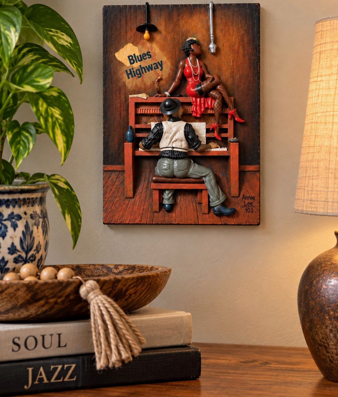 Annie Lee Blues Highway 2003 3D Relief Wall Plaque JOI Jazz Blues Art 4.5\
