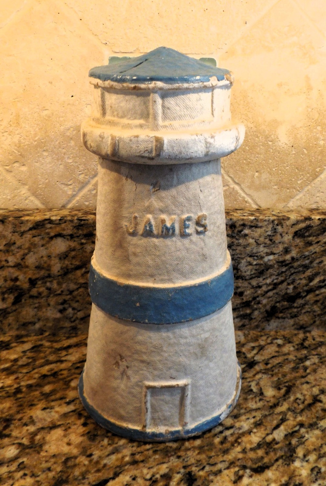 VINTAGE 1950'S JAMES SALT WATER TAFFY RARE NJ SHORE LIGHTHOUSE CONTAINER BANK