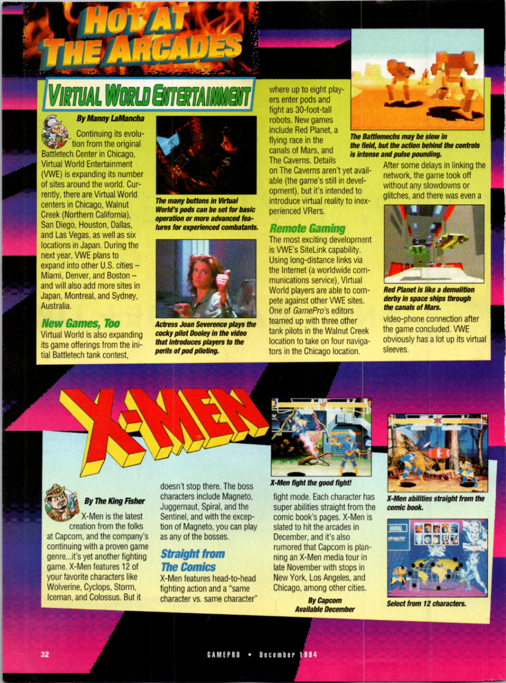 GamePro 1994 Magazine Page Virtual World Entertainment X-Men Arcade Ad