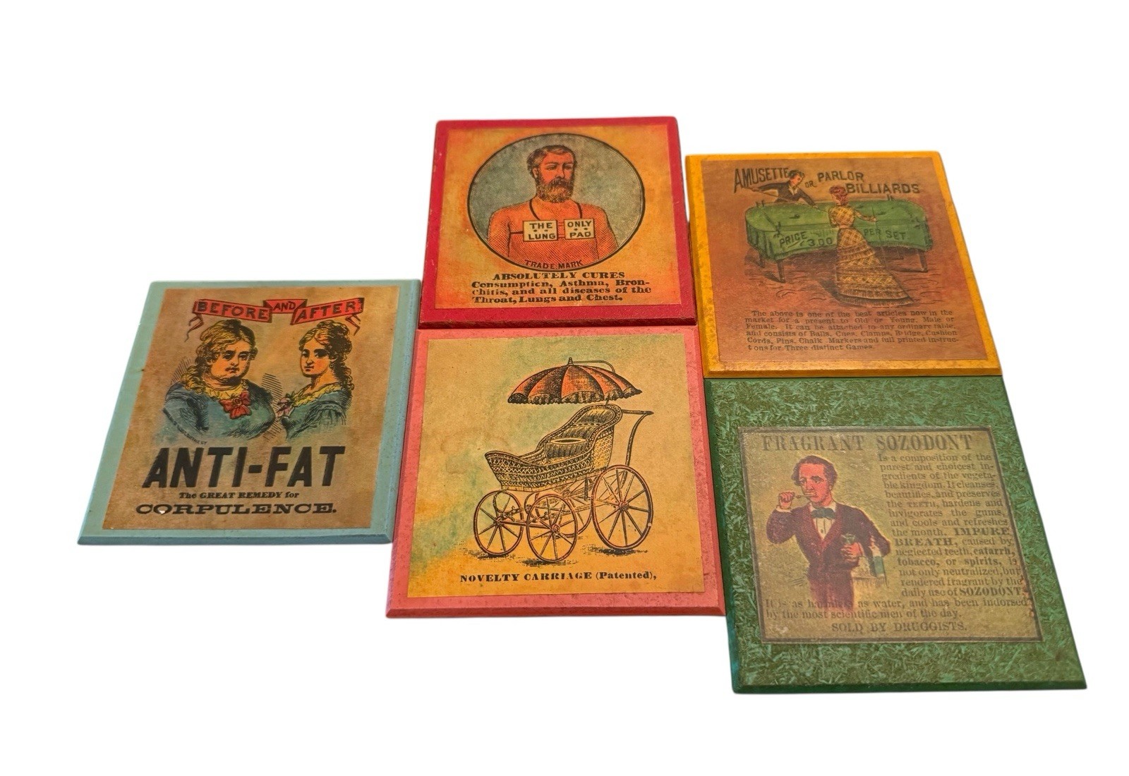 5 Vintage Style Coasters Medical Anti-Fat Lung Pad Carriage Billiards
