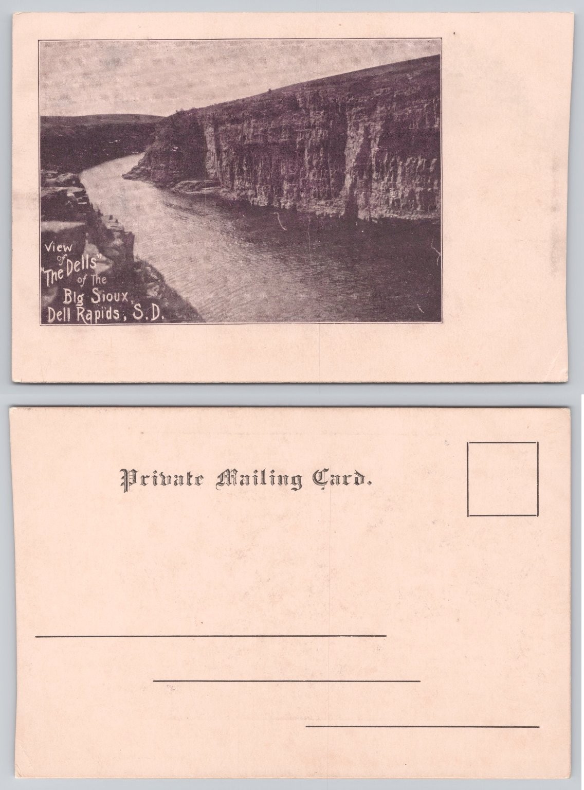 Dell Rapids SD The Dells Big Sioux River Private Mailing Card Postcard c1900