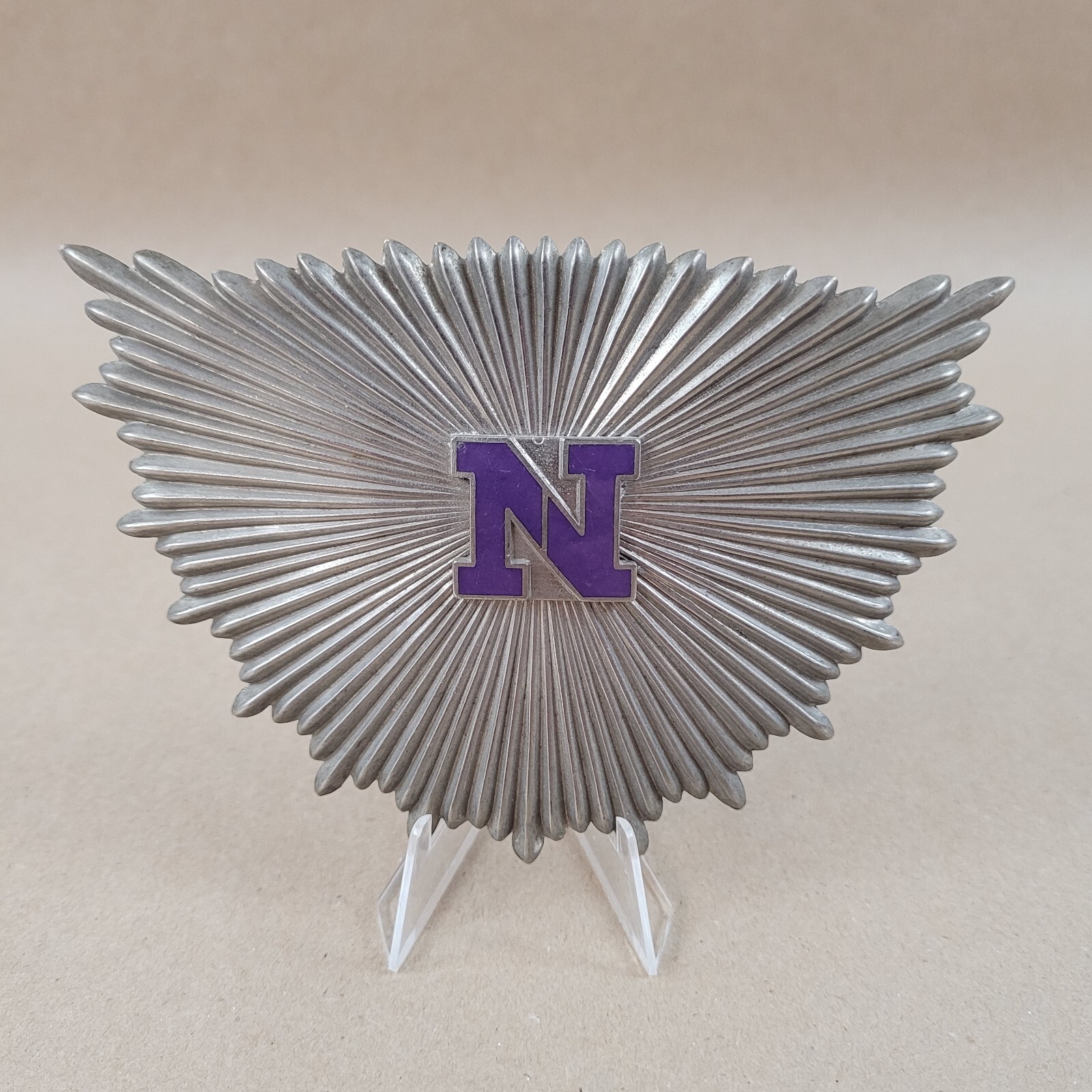Antique Shako Hat Insignia Badge Pre-Civil-War Sunray Starburst Letter N Enamel