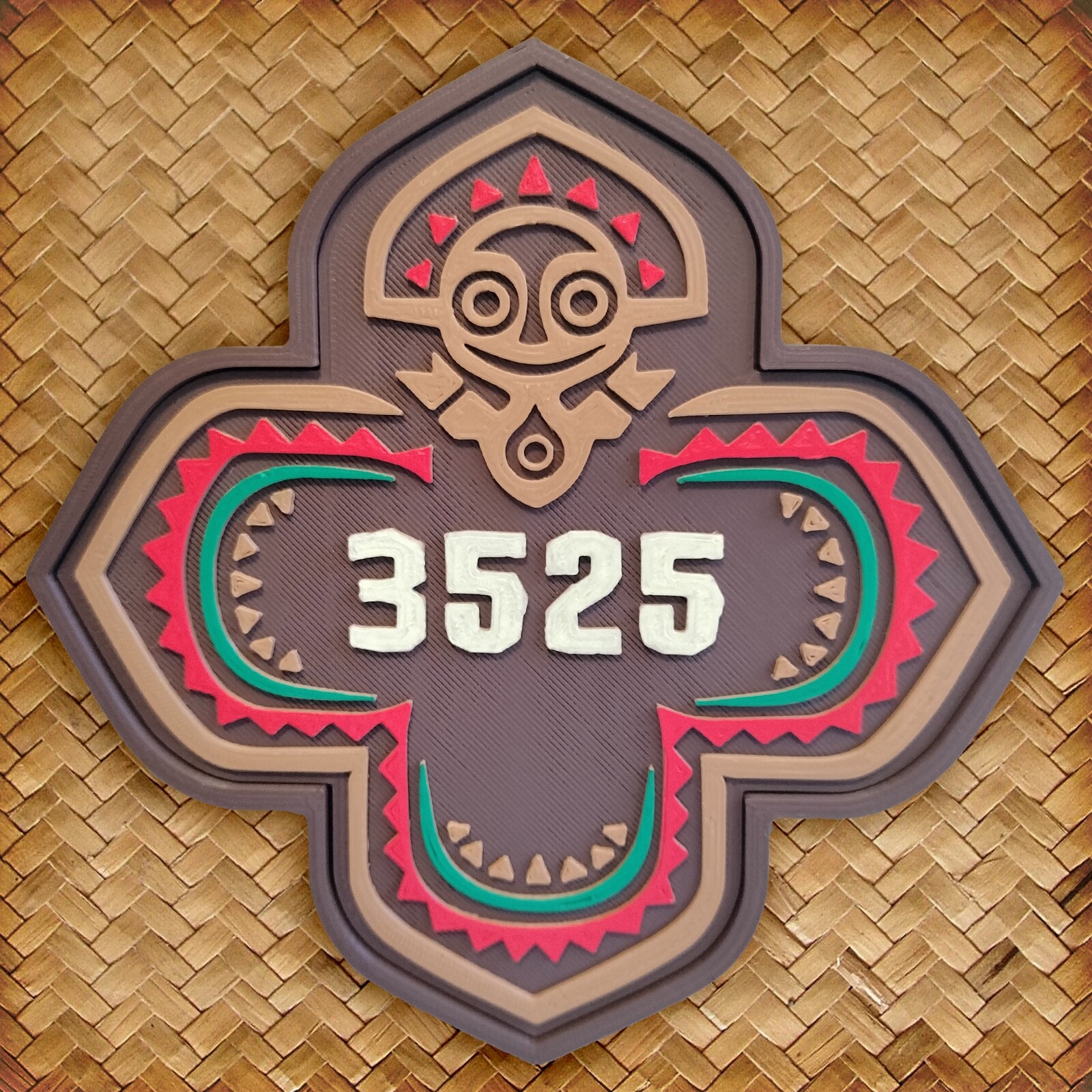 Polynesian ResortRoom Number Sign Plaque Prop 3D Printed Personalized Maui Tiki