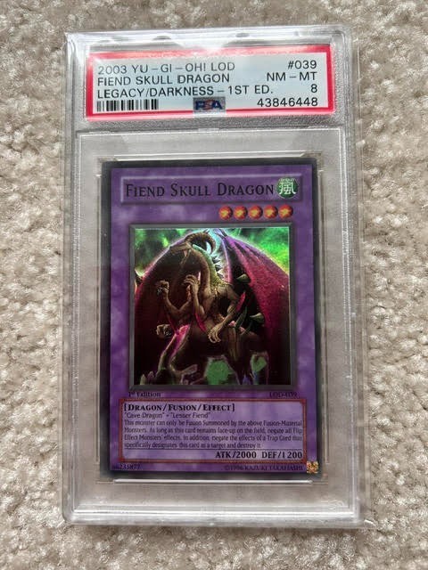 2003 Yu-Gi-Oh Legacy of Darkness Fiend Skull Dragon 1st Edition #039 PSA 8