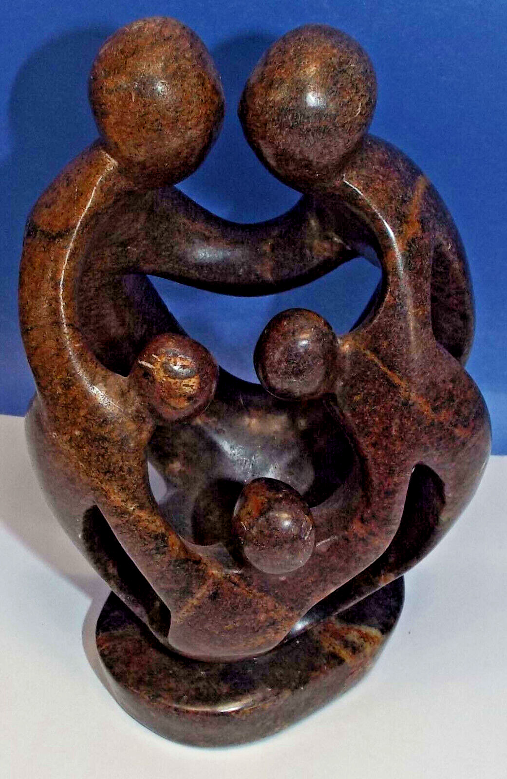 Rare 5 People Vintage Abstract Marble Sculpture Family Child African Art