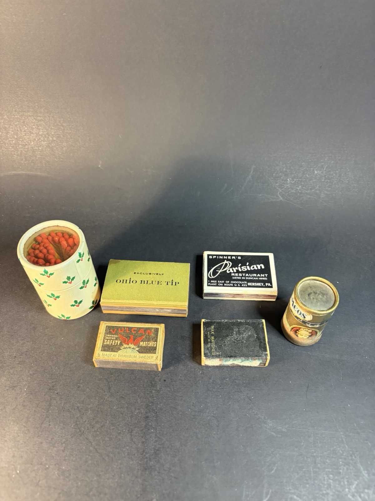6 Vintage Matchbooks Some With Matches Vulcan, Blue Tip & Italian Wax