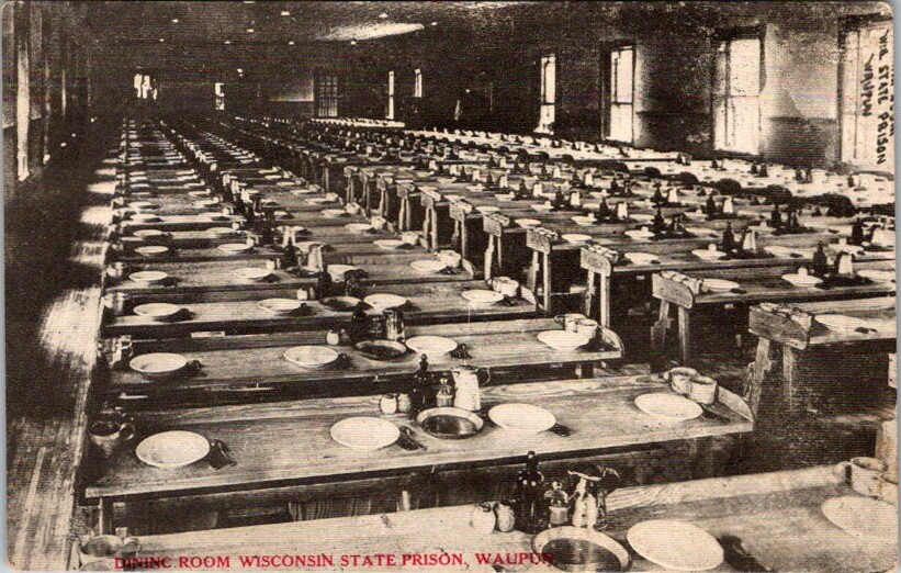 Vintage Postcard Dining Room Wisconsin State Prison Waupun WI c.1907-1915   Q325