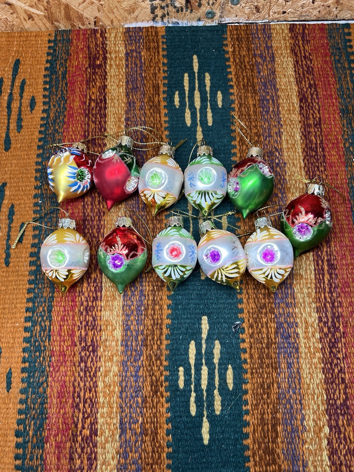 Vintage Santa’s Best Ornament Lot Of 11 Indent Teardrop