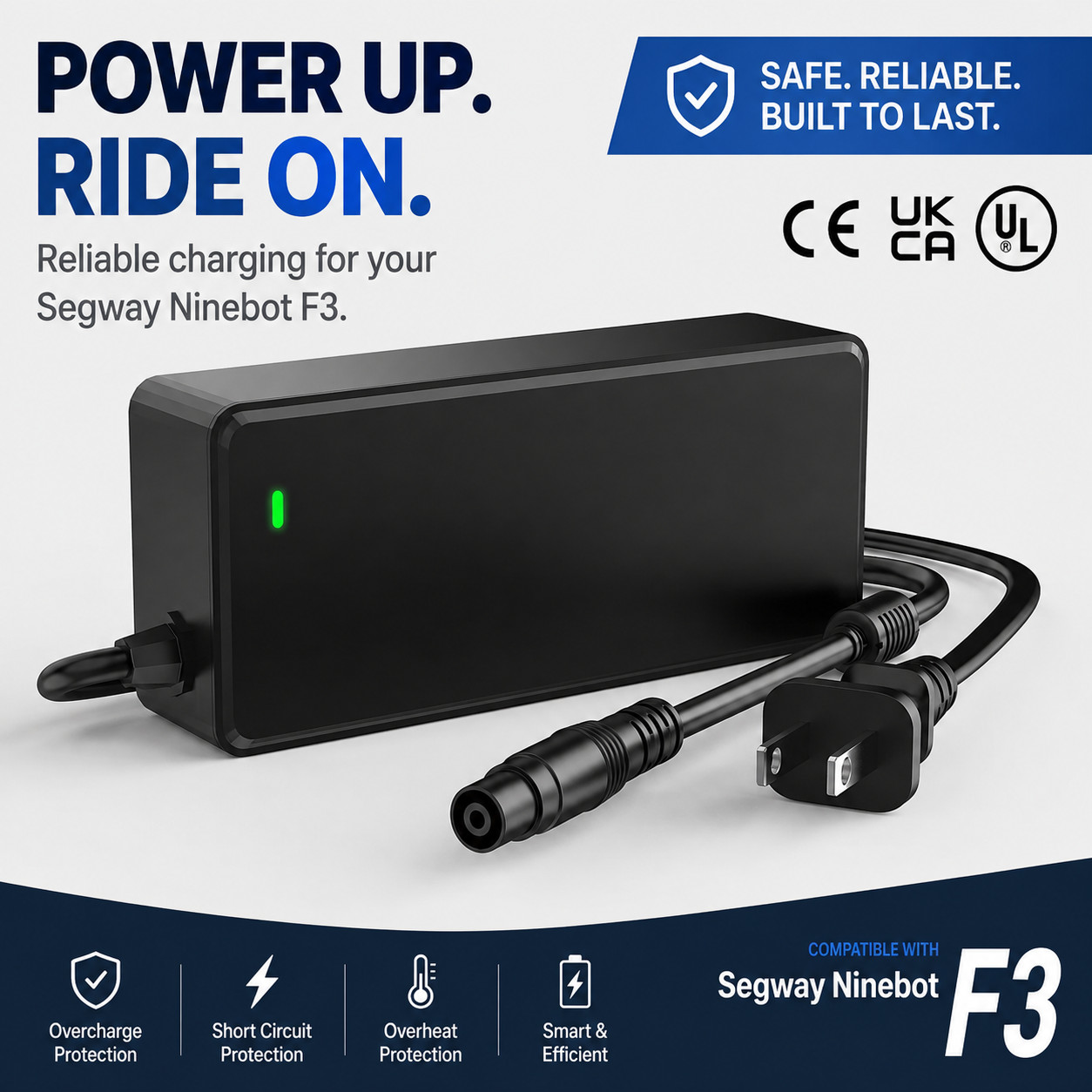 54.6V 2A Charger for 48V Ninebot by Segway MAX G3, F3, GT3, ZT3 Pro, F3 Pro