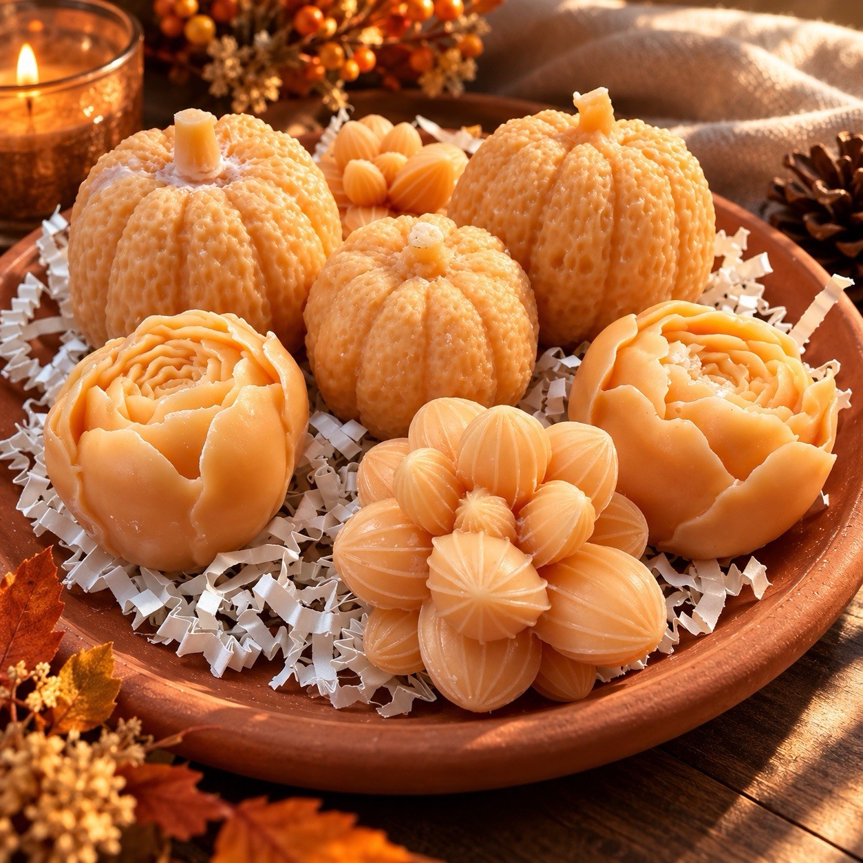Handmade Halloween Pumpkin Candle Set of 3 – Fall Autumn Decor Gift