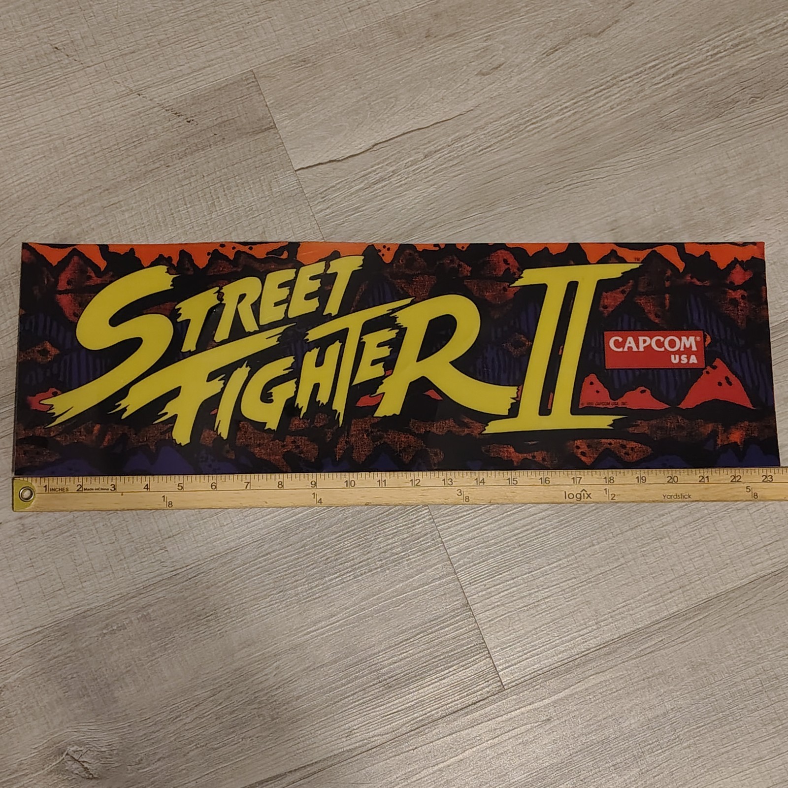 1991 Capcom Street Fighter II Arcade Marquee Capcom Original Lexan Screen Print