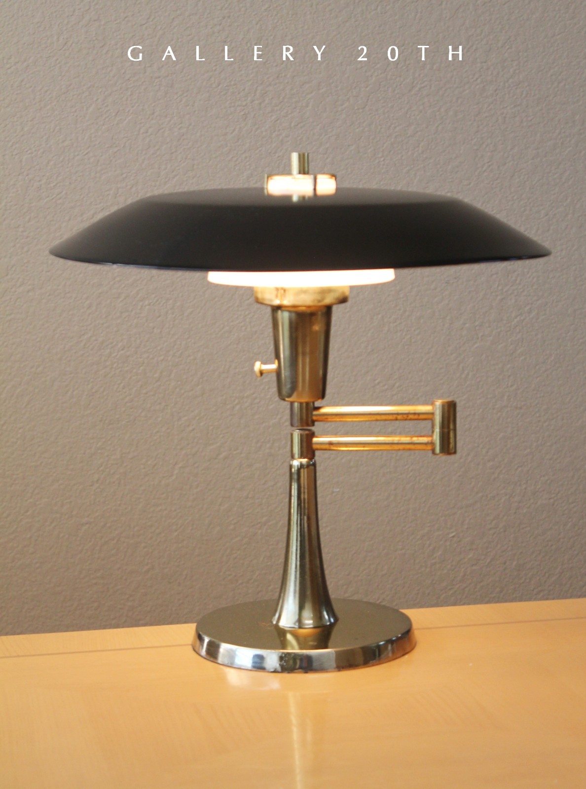 RARE MUTUAL SUNSET TONY PAUL SAUCER TABLE LAMP VTG 60S MCM ATOMIC THURSTON ERA