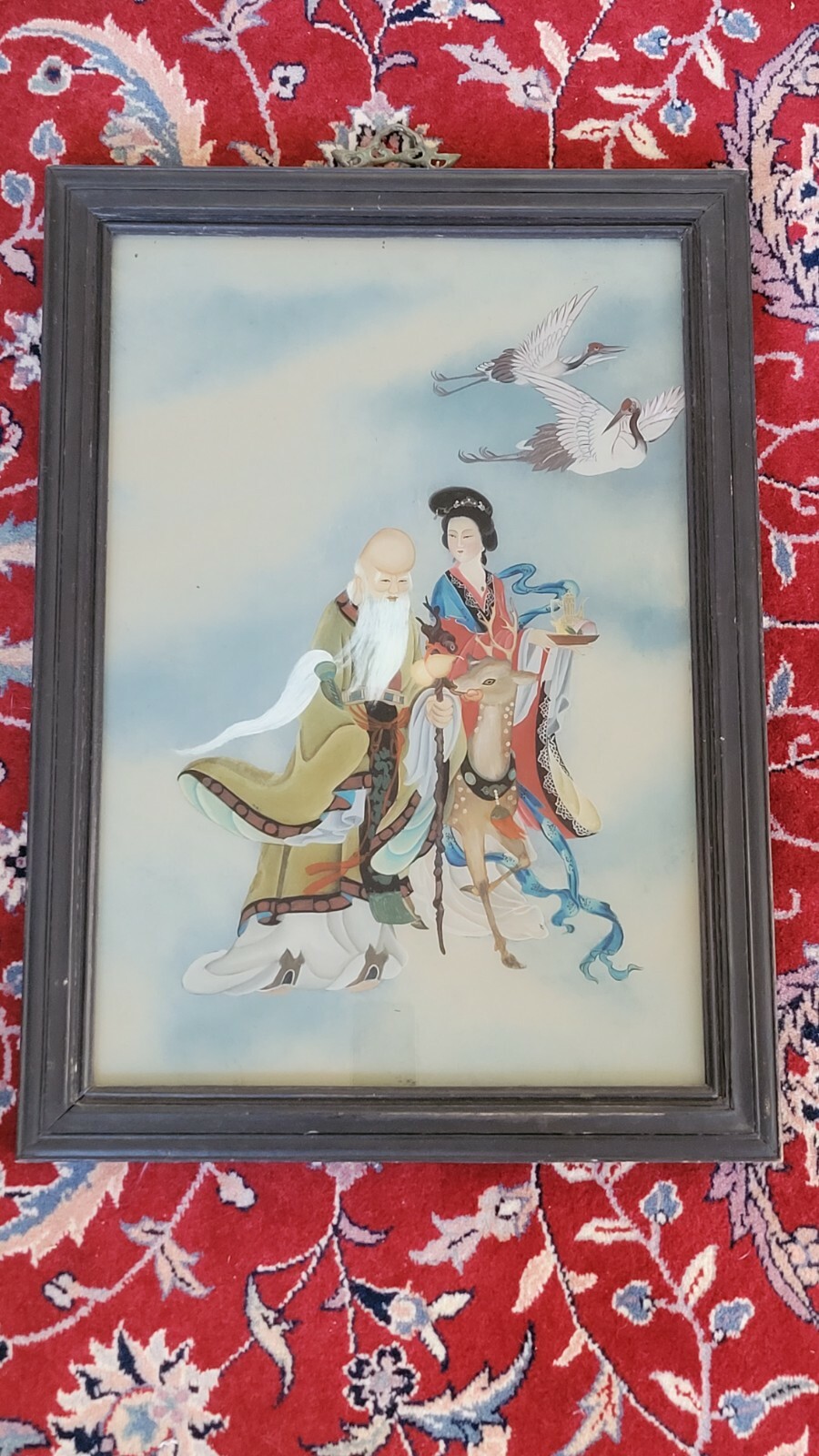 Antique Chinese painted reverse glass painting