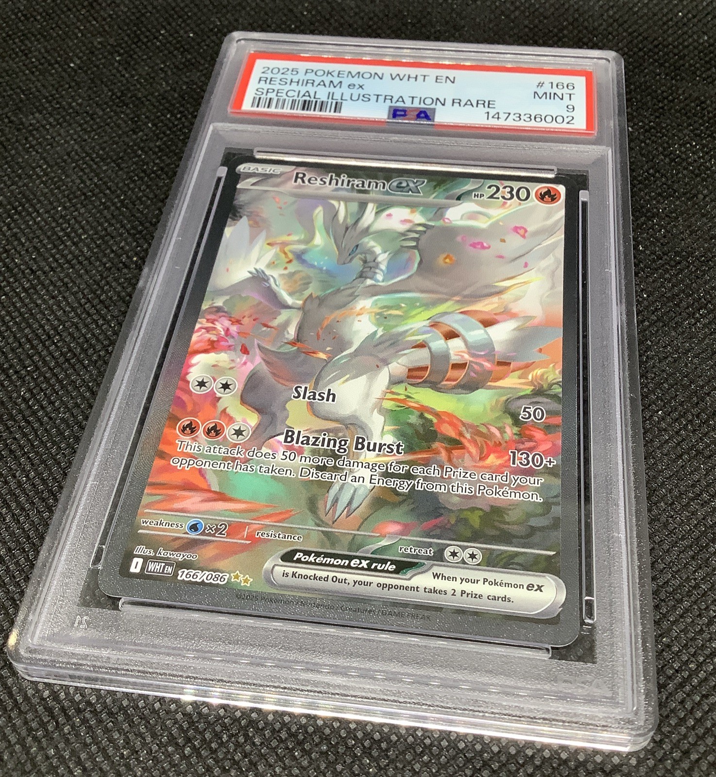 PSA 9 Reshiram EX Pokemon Card 166 White Flare Special Illustration Rare Mint 