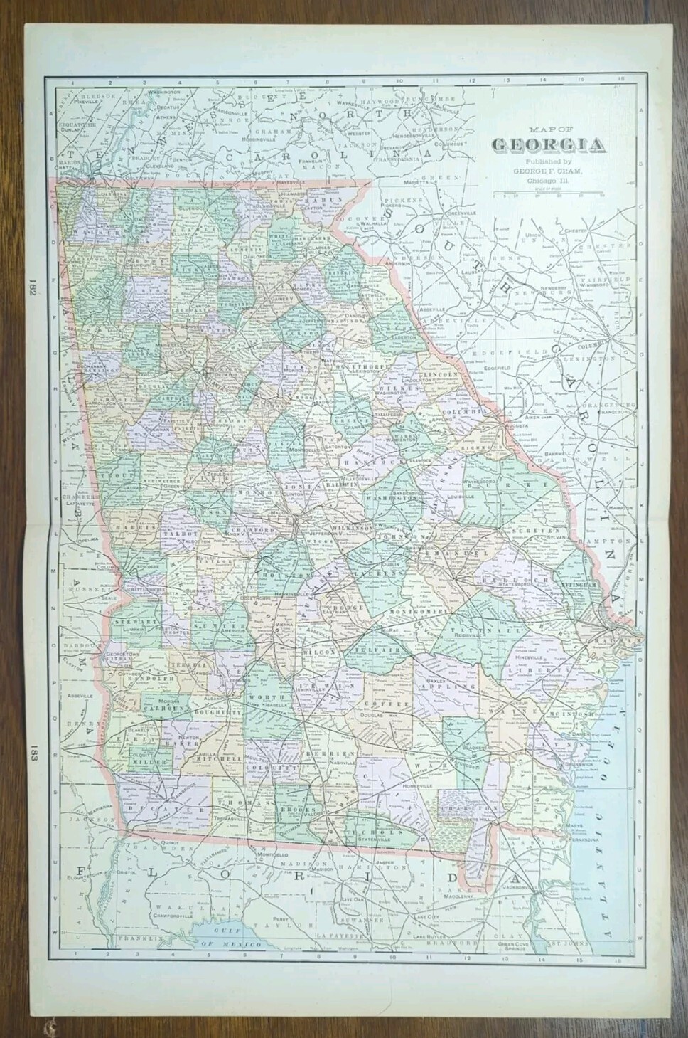 Vintage 1901 GEORGIA Map 14