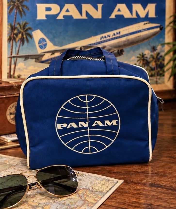 VINTAGE 1960-70\'s PAN AM Airline Attendant Small Travel Bag Natco 7”x 6”