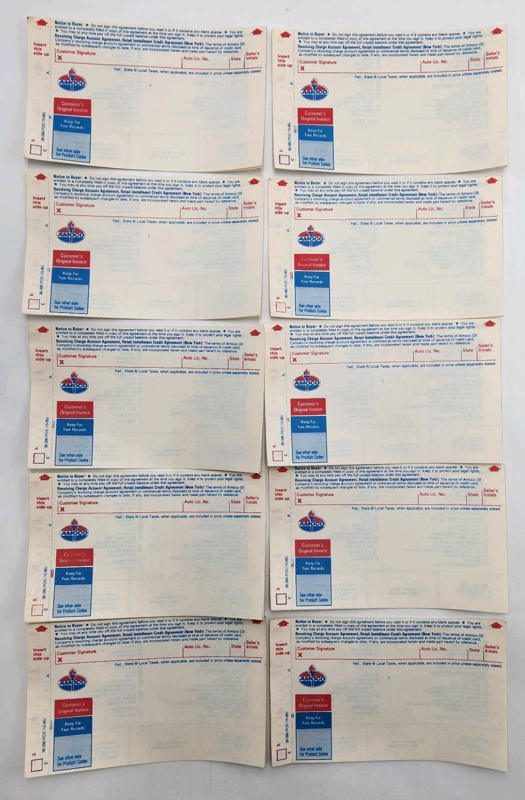 Vintage 1985 Amoco Credit Card Machine Receipt Lot NOS Original Gas Station