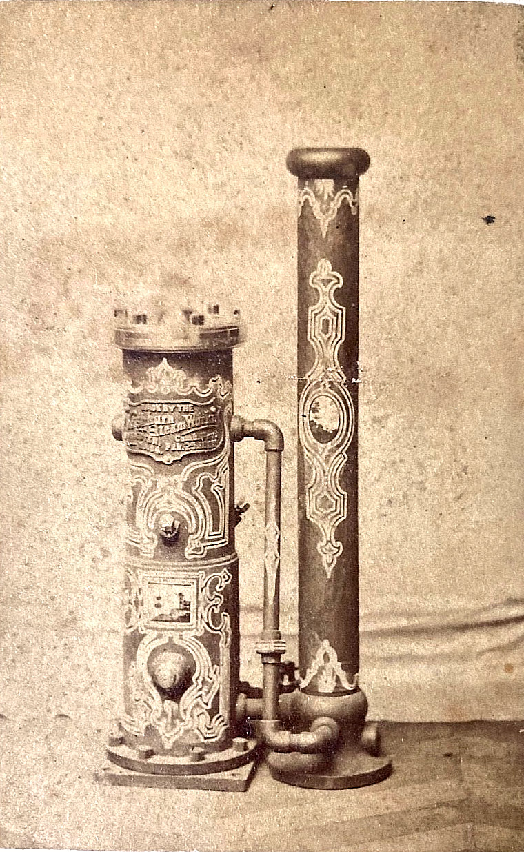 1868 STEPHEN KETCHUM WORCESTER MA PATENT STEAM MACHINE PROTOTYPE CDV PHOTO