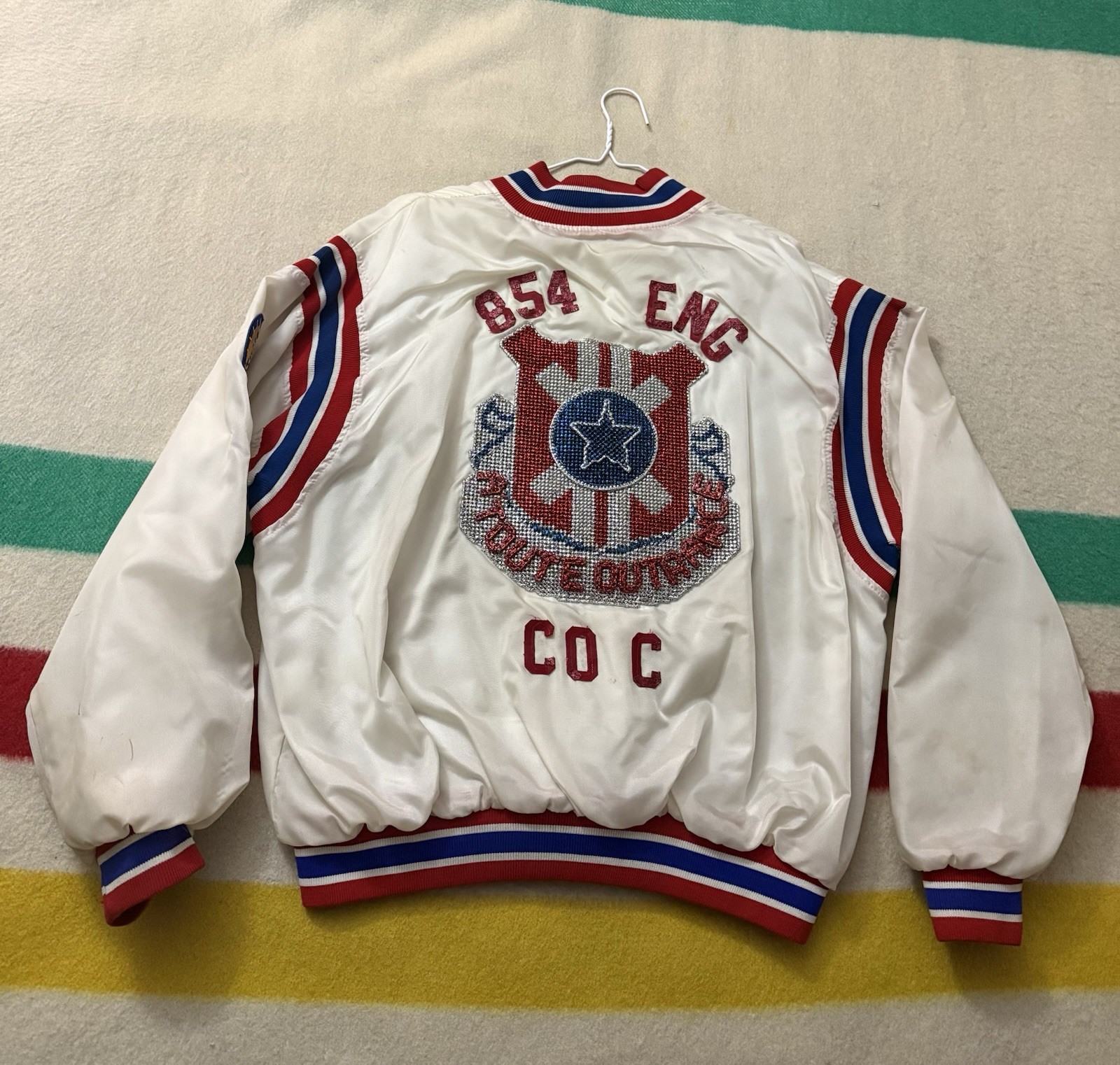 Vintage 80s 90s WW2 854th Engineer Battalion Air Force Sgt Retirement Jacket L