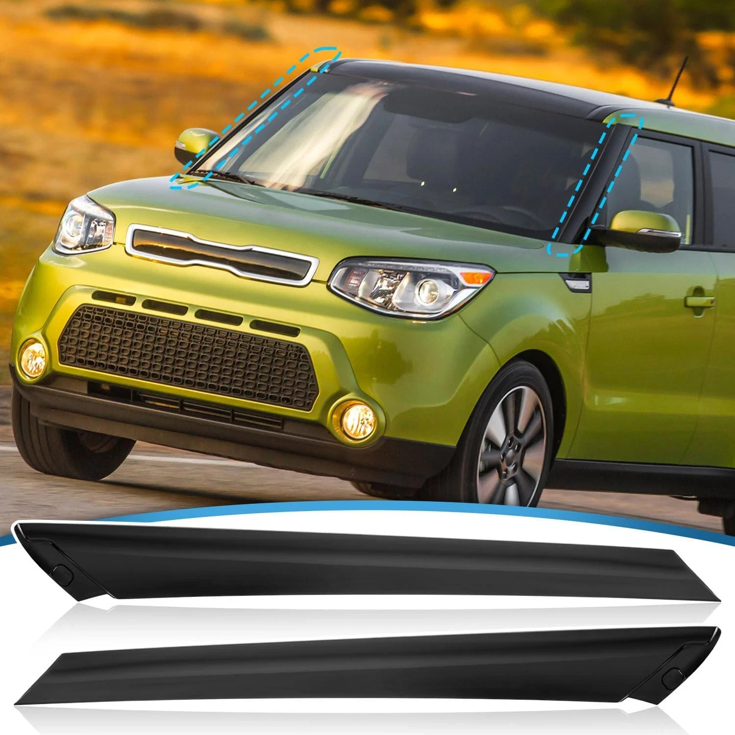Compatible with 2014-2018 Kia Soul Molding Pair Windshield Pillar Trim Exterior,