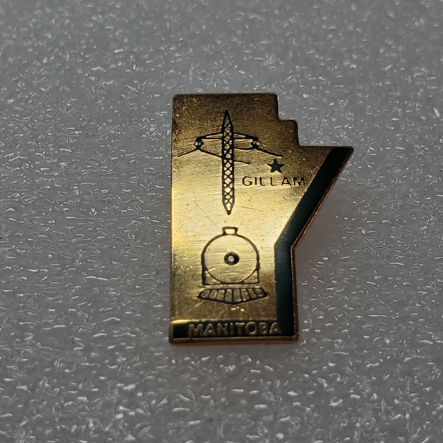 Gillam Manitoba Pinback Button Hydro Train Promo Lapel Pin