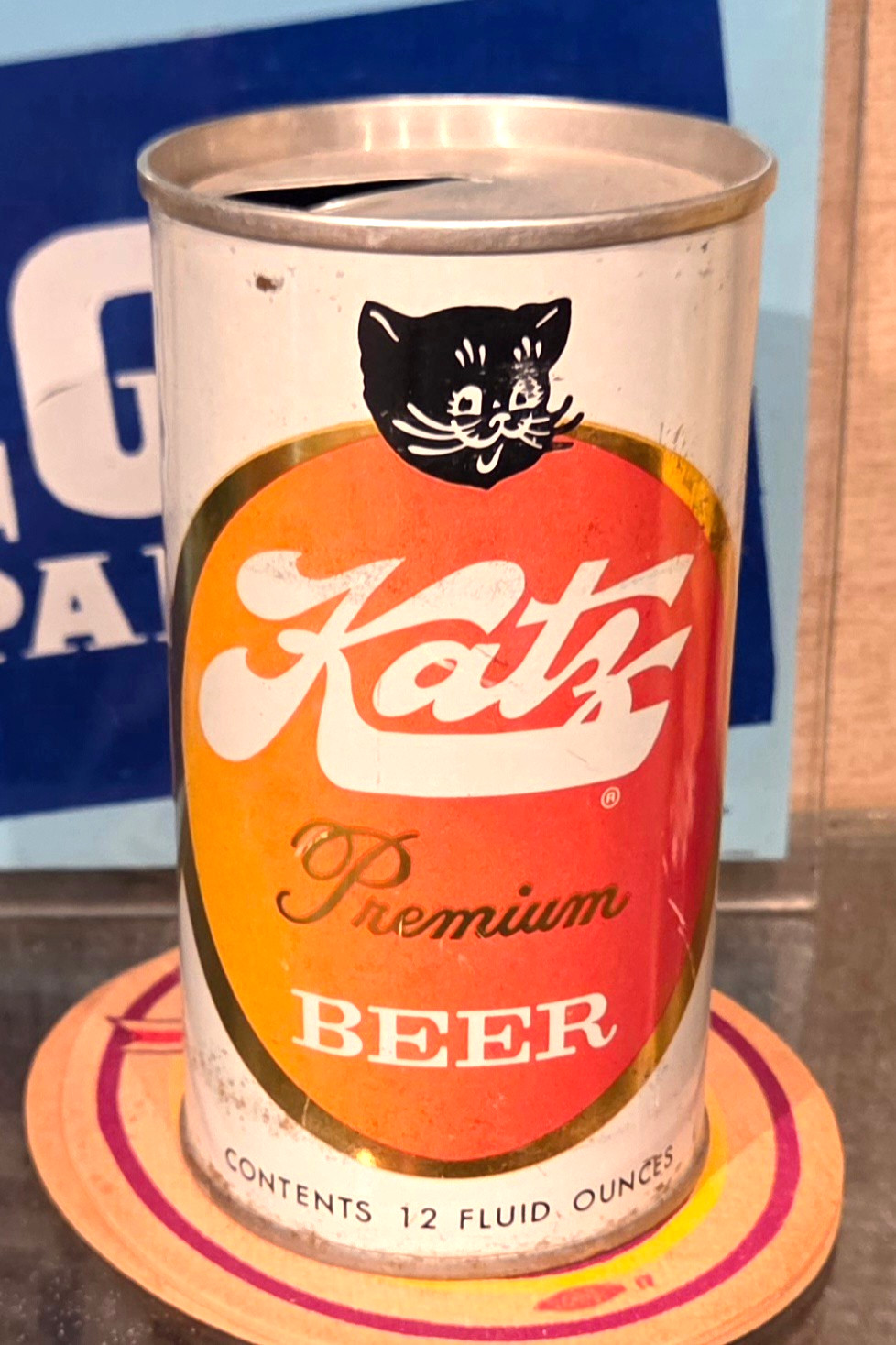 1969 KATZ STRAIGHT STEEL PULL TAB BEER CAN ASSOCIATED 3 CITY EVANSVILLE EMPTY