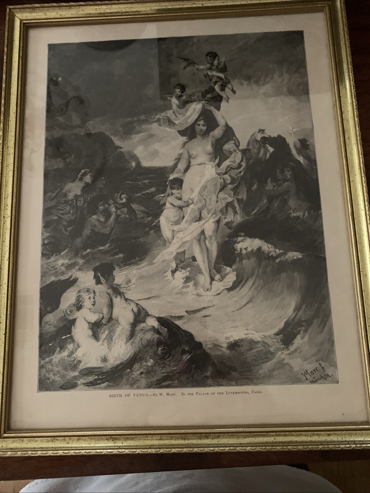 Antique 1884 Cincinnati Graphic Magazine Print, Birth of Venus by W Marc 12x15