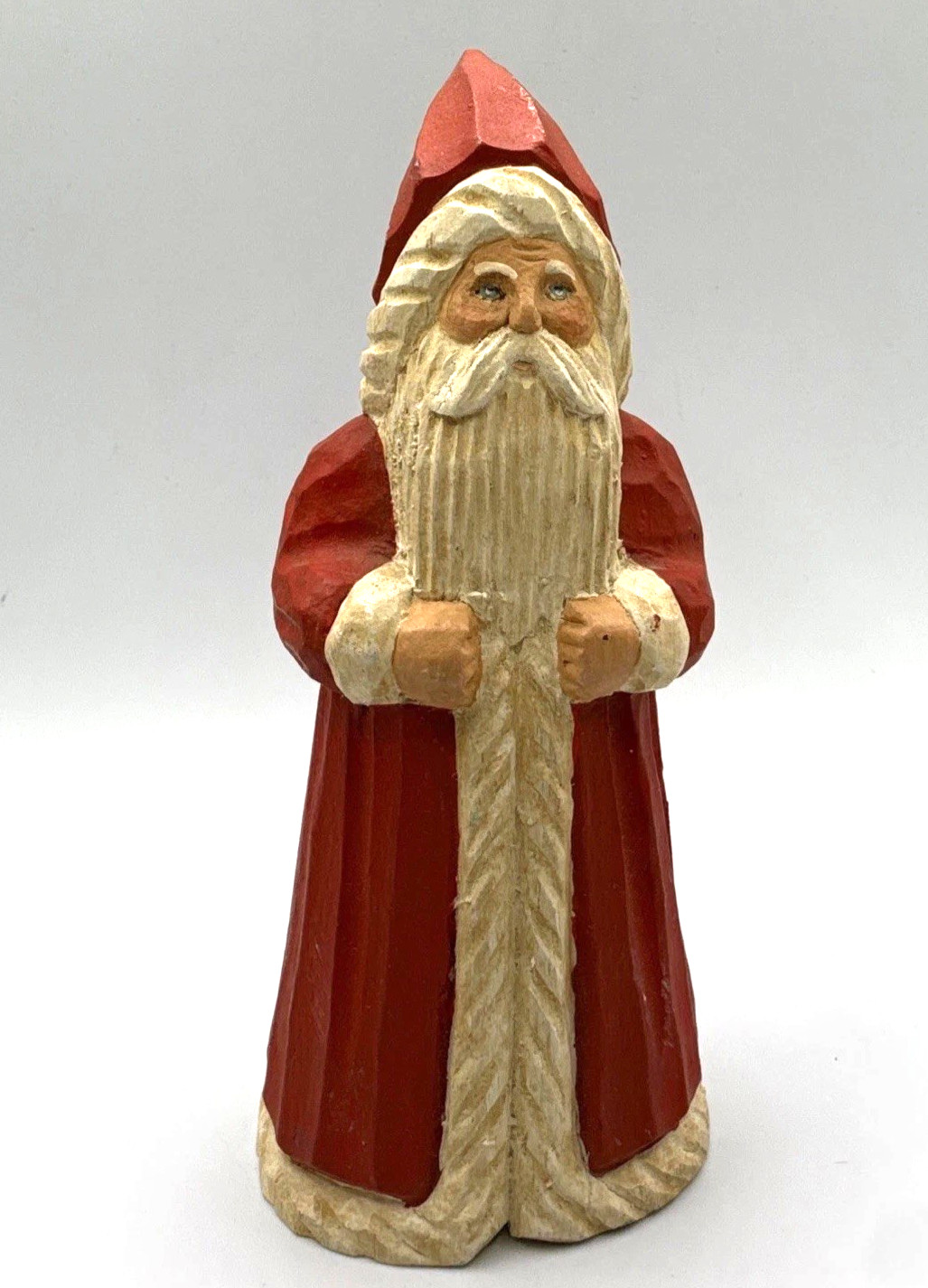 Vtg James Haddon Carved Hand Painted Signed Wood Santa Claus Folk Art Figurine