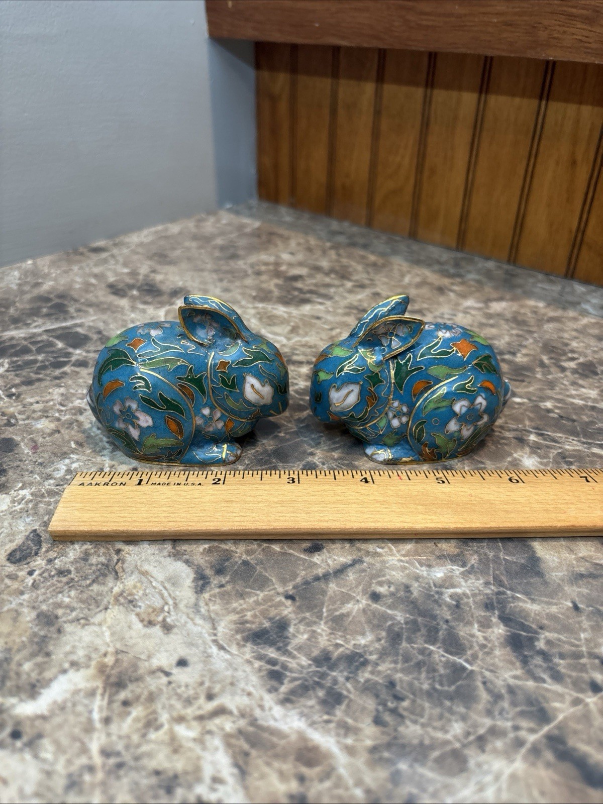 Pair of Vintage Chinese Cloisonné Enamel Rabbits - Exceptional Quality
