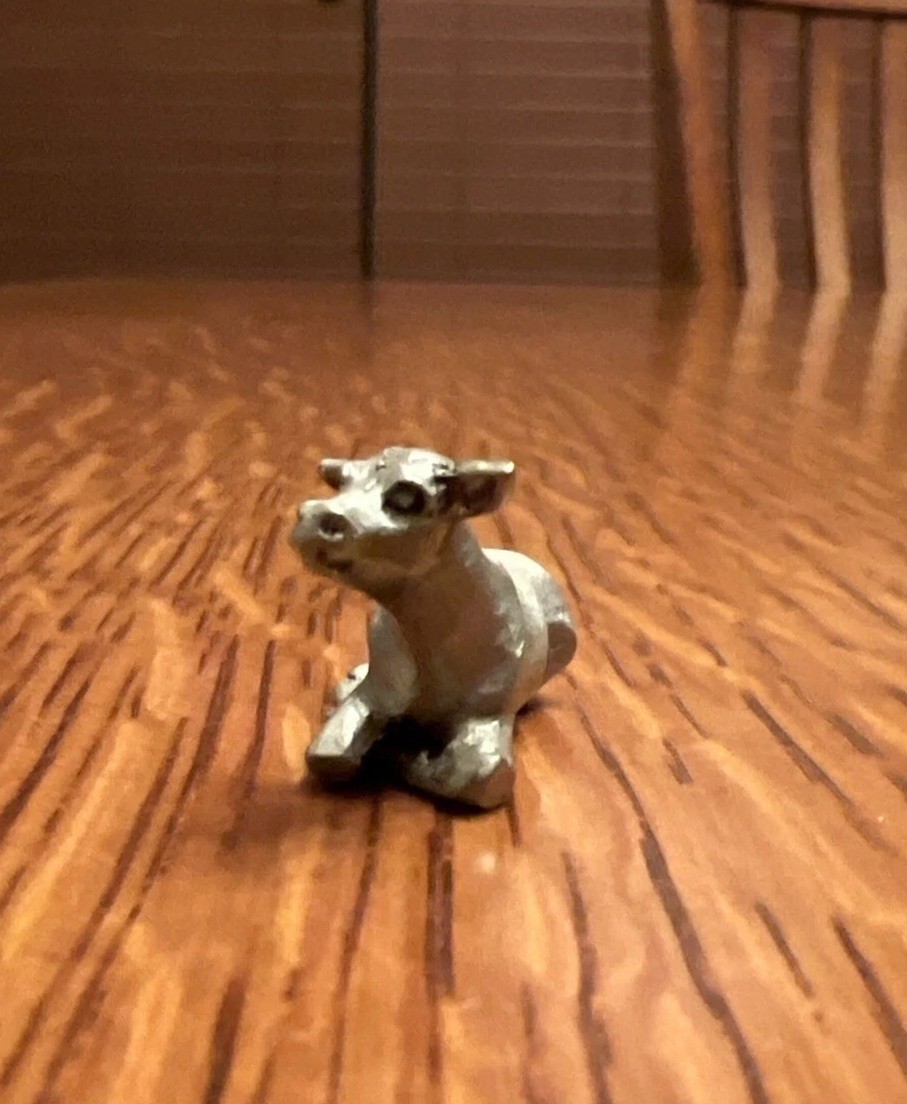 Vintage Rawcliffe Pewter Cow Heifer Minature New Old Stock