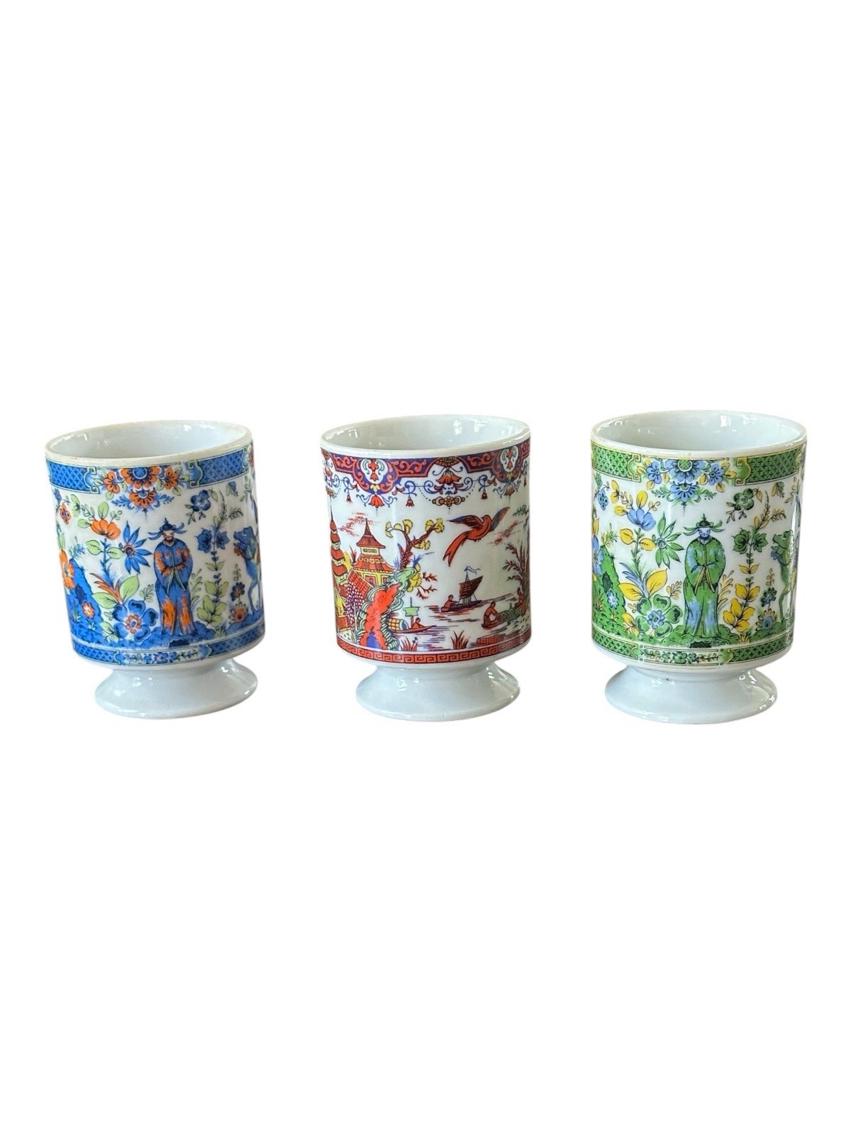 SET OF Three Vintage Ceramic Pedestal Coffee/Tea  Mugs from Japan