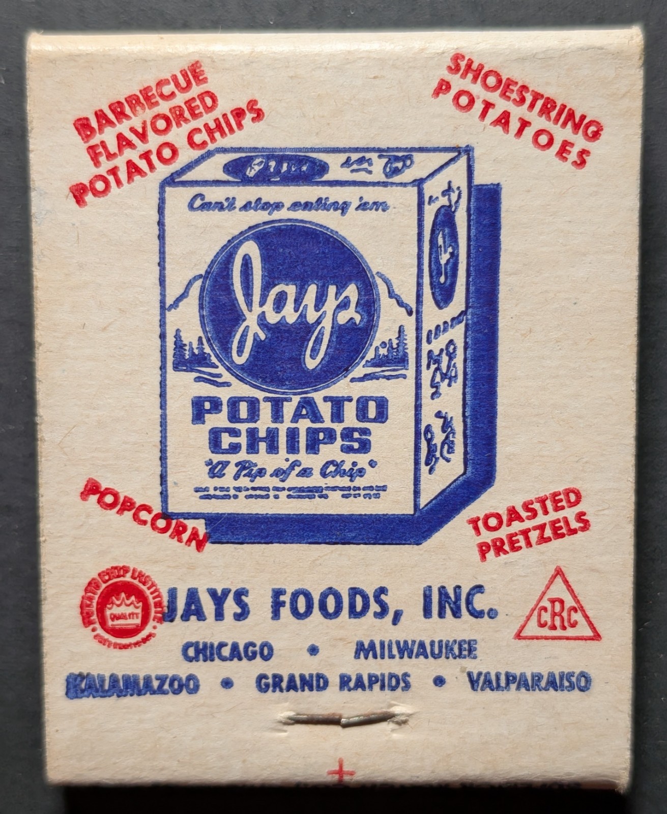 Vintage Jays Potato Chips Full Matchbook