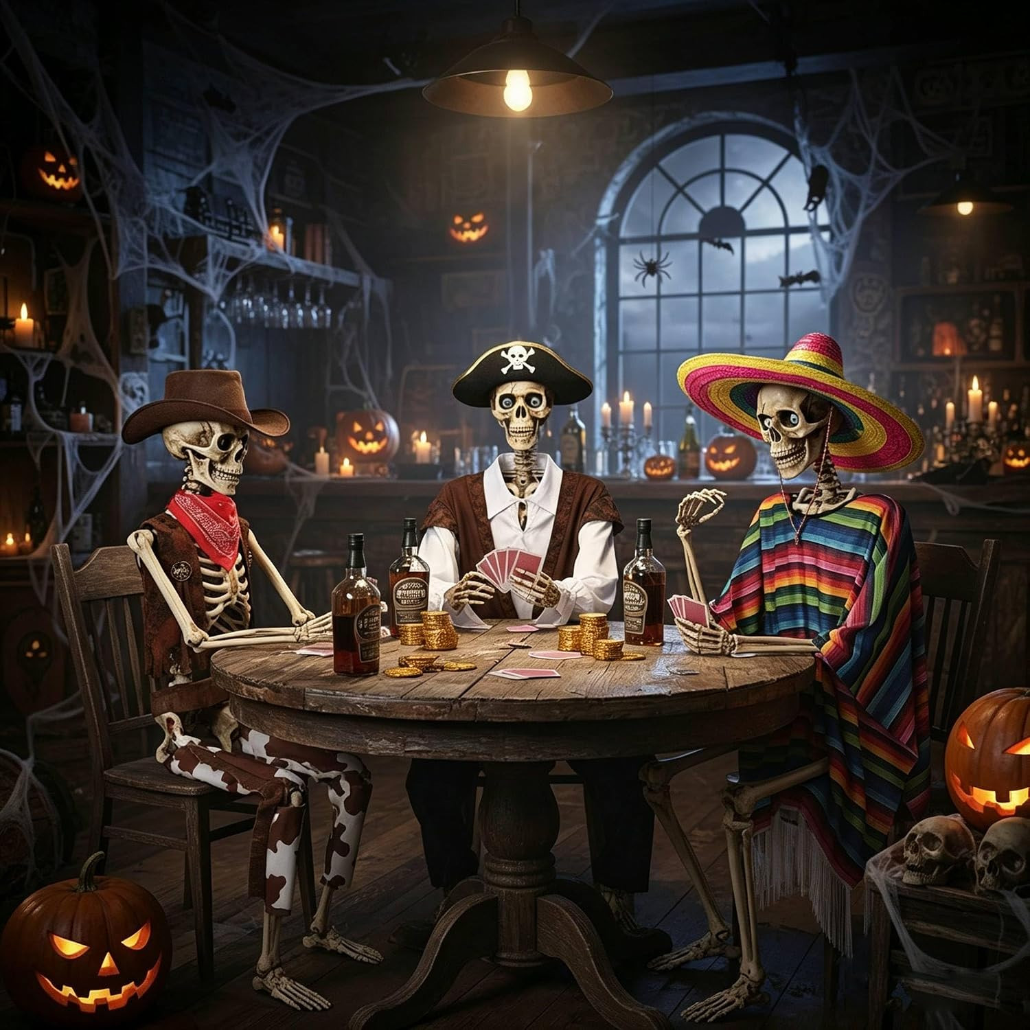 Yescom 3 Pack Life Size Skeleton Posable for Day of the Dead Halloween
