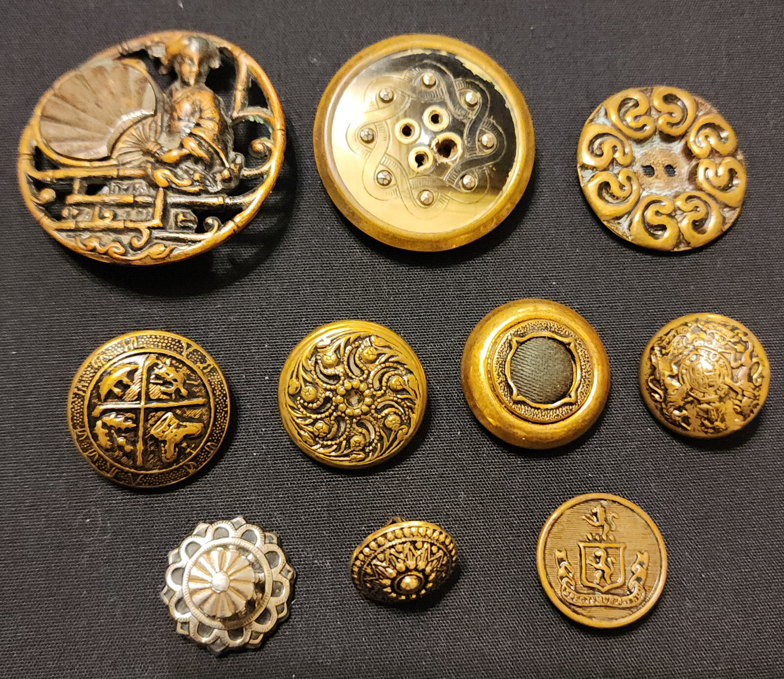 Antique/Vintage Lot of 10 Metal Buttons