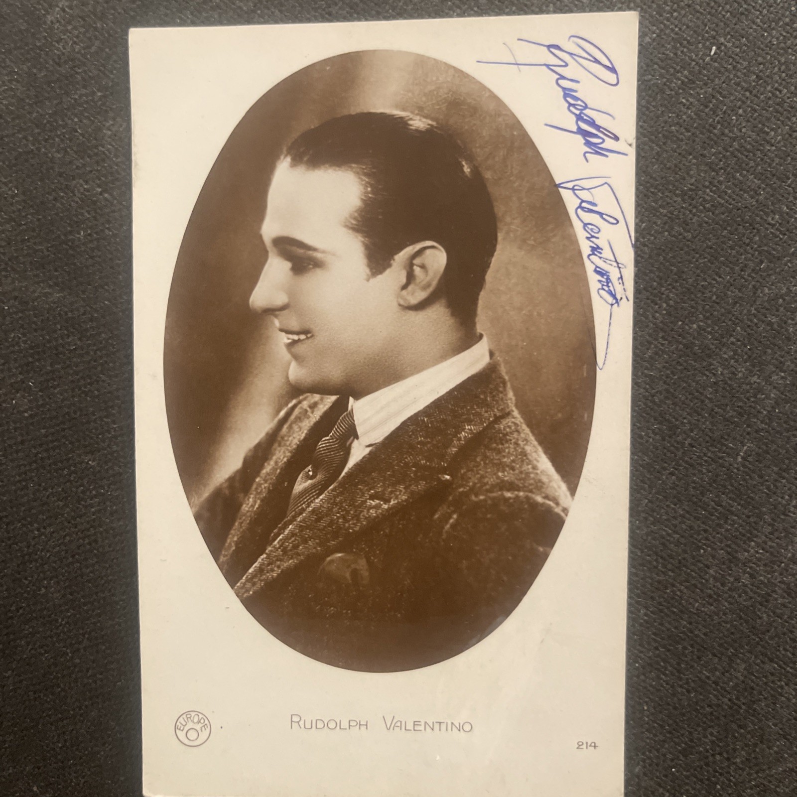 Vintage Rudolph Valentino Original Autograph Signature Cinema Postcard